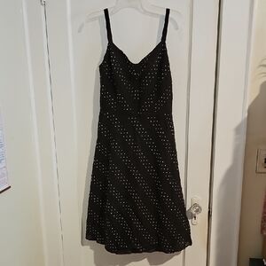 LOFT Brown and White Swiss Dot Spaghetti Strap Sundress Size 12